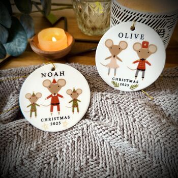 Personalised Nutcracker Mice Christmas Tree Decoration, 4 of 5