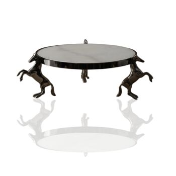 Handmade Black Horse Leg Footed White Marble Serving Tray, 2 of 2