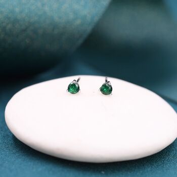 Emerald Green Cz Crystal Stud Earrings, 4 of 12