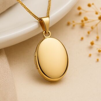 Personalised Solid 9ct Yellow Gold Plain Oval Locket, 3 of 9