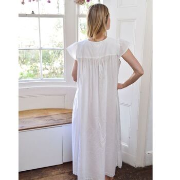 Ladies White Cotton Lace Panel Nightdress 'Valerie', 5 of 6