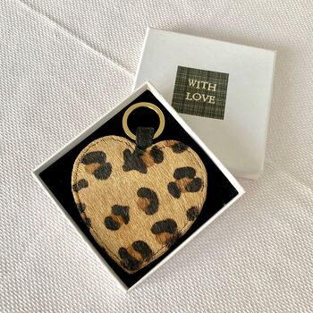 Leopard Print Leather Heart / Star Keyring / Charm, 2 of 8