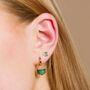 Green Cleopatra Charm Hoop Earrings, thumbnail 3 of 5