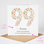 Floral Fun Personalised 99th Birthday Card, thumbnail 2 of 5