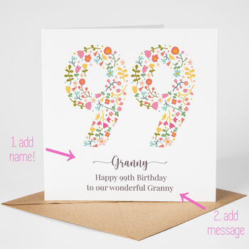 Floral Fun Personalised 99th Birthday Card, 2 of 5