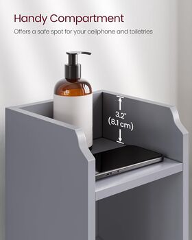 Slim Bathroom Floor Storage Cabinet Adjustable Shelves, 10 of 12