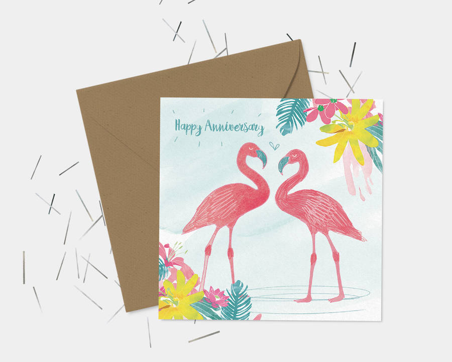 flamingos anniversary card by seablue designs | notonthehighstreet.com