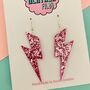 Pink Glitter Lightning Bolt Earrings Small And Large, thumbnail 2 of 3