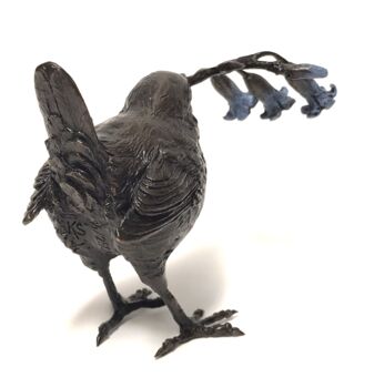 Limited Edition Bronze Wren With Bluebells Figurine, 3 of 6