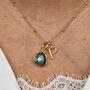 18k Gold Vermeil Plated Labradorite Initial Necklace, thumbnail 2 of 8