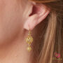Filigree Double Ball Drop Gold Plated Earrings, thumbnail 2 of 10