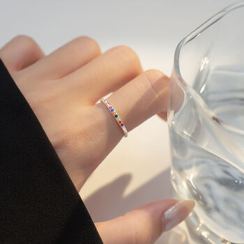 Sterling Silver Colourful Crystal Adjustable Ring, 3 of 6