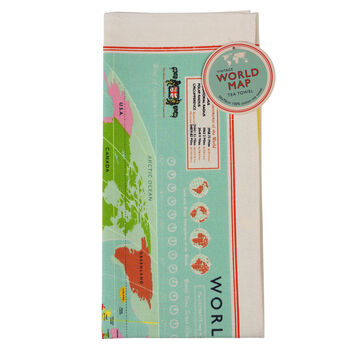 World Map Colourful Kitchen Tea Towel, 2 of 4
