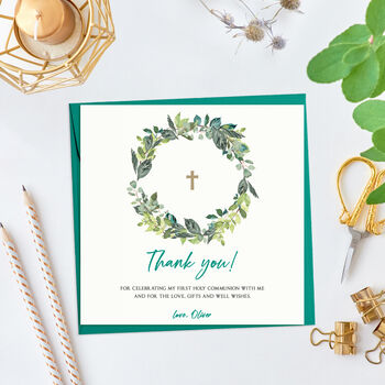 Thank You Communion Cards Floral Wreath, 3 of 5