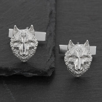 Wolf Head Cufflinks In Sterling Silver, 3 of 3