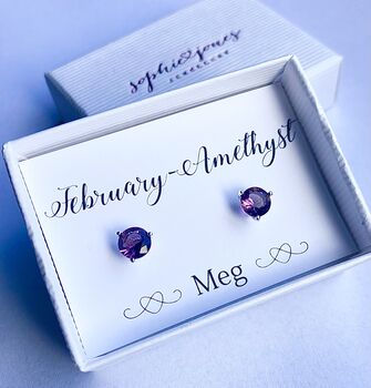 Personalised February Birthstone Earrings, 4 of 5