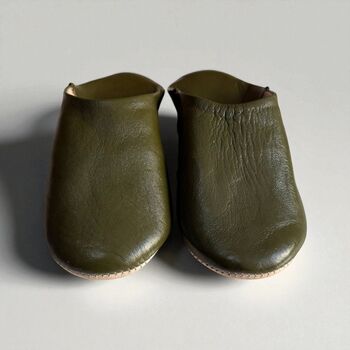 Handmade Moroccan Olive Green Leather Babouche Slippers, 5 of 5