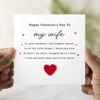 Personalised Crochet Heart Valentine's Day Card 'Quiet Moments', 5 of 8