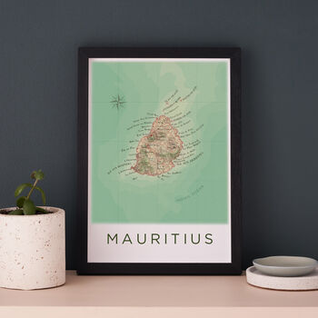 Framed And Personalised Mauritius Map Print, 2 of 4