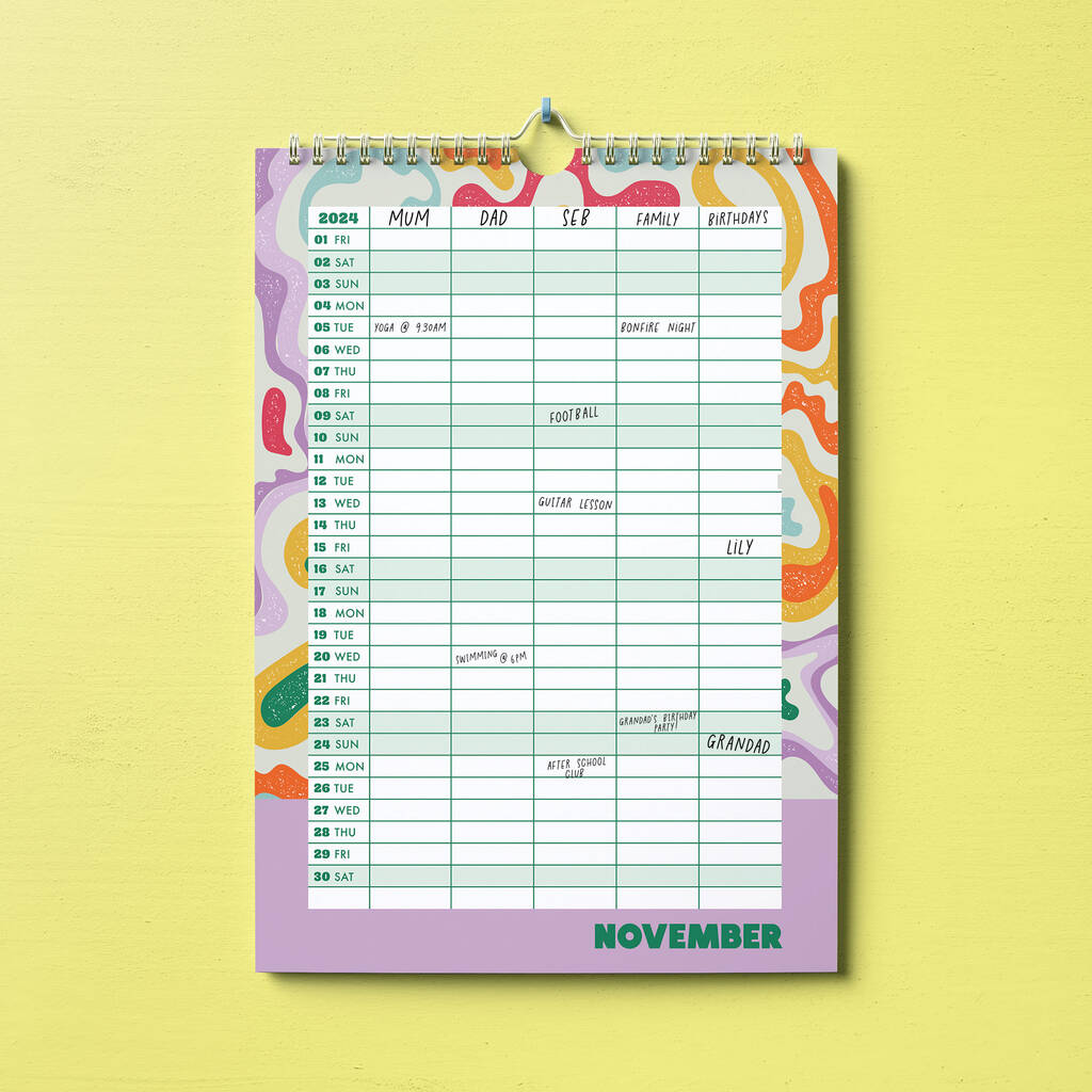 2024 Family Planner A3 Wall Calendar By Penny and Me