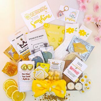 Sunshine Birthday Gift Box, Cosy Summer Self Love Spa Care Package, Hug In A Box, 3 of 11