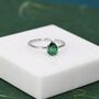 Sterling Silver One Carat Emerald Green Cz Pear Cut Ring, thumbnail 1 of 12