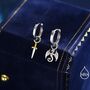 Mismatched Dragon And Sword Huggie Hoops In Sterling Silver, thumbnail 1 of 10