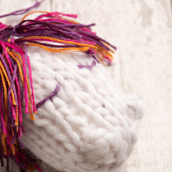 Rainbow Unicorn Christmas Baubles Intermediate Knitting Kit, 4 of 8