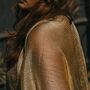 Light Gold Viscose Metallic Kimono Beach Cover Up, thumbnail 2 of 3