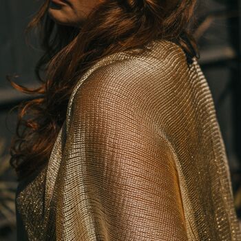 Light Gold Viscose Metallic Kimono Beach Cover Up, 2 of 3