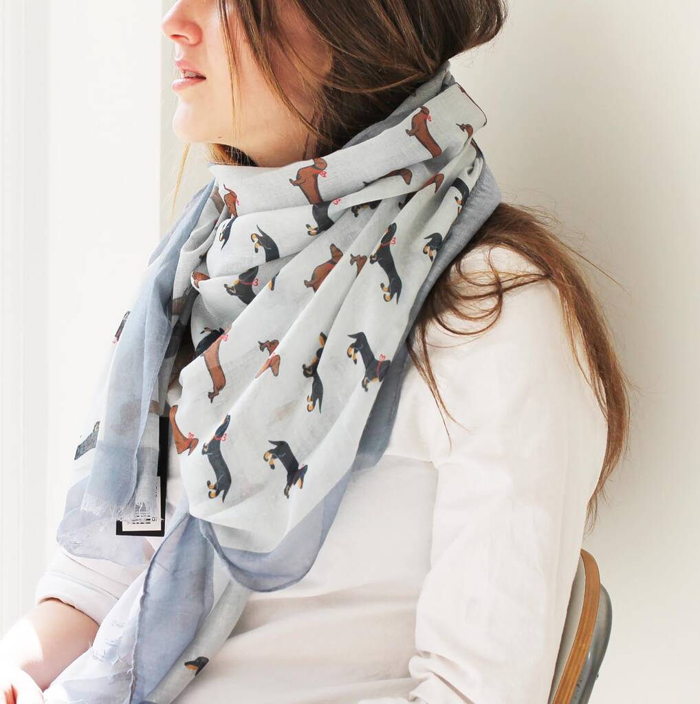 Personalised Sausage Dog Print Scarf For Dog Lovers By Hearth