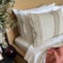 Oblong, Natural, Hemp, Neutral, Woven, Grain Sack, Striped Cushion With Cotton Reverse Brown Thick Stripe H6, thumbnail 1 of 4