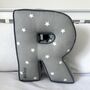 Embroidered Letter Cushion In Grey Star, thumbnail 2 of 5