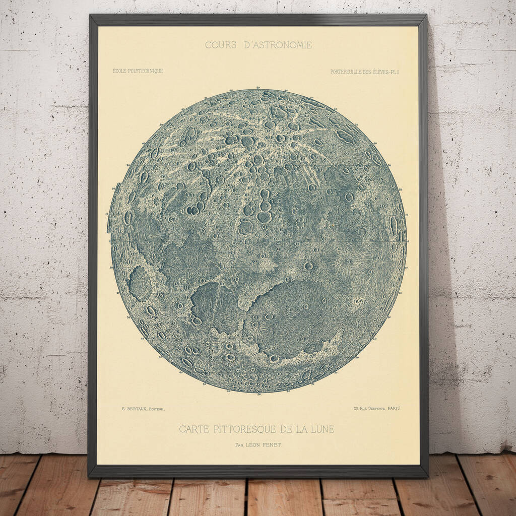 Personalised 1888 French Lunar Chart Lithograph By The Unique Maps Co ...
