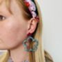 Groovy Pink And Blue Glitter Resin Flower Earrings / Retro Gift 70s Style Gift / Festival Summer Jewellery, thumbnail 5 of 5