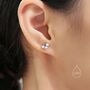 Sterling Silver Tiny Star Shape Cz Trio Stud Earrings, thumbnail 5 of 11