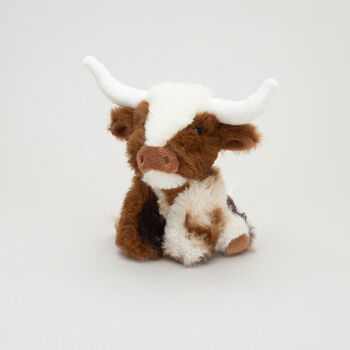 Mini Texas Longhorn Highland Cow Soft Toy, Pop Up Gift Box, 5 of 11