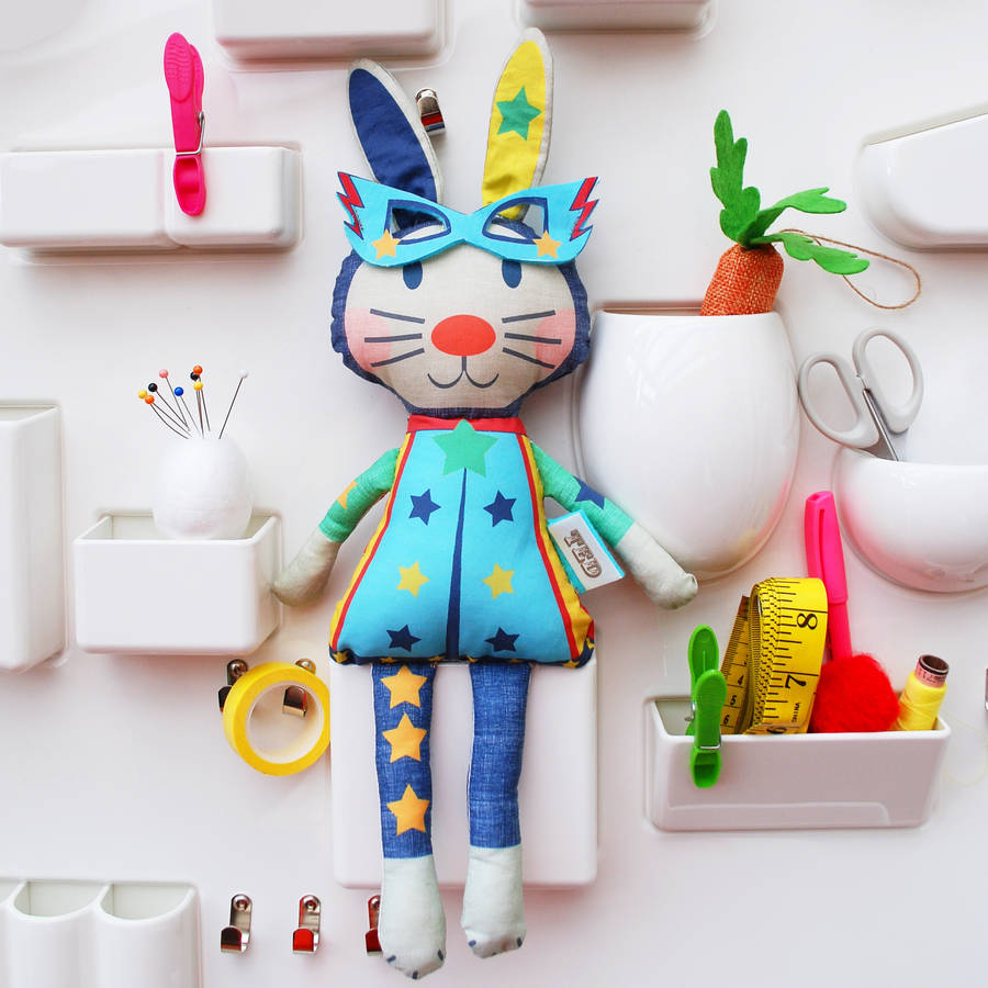 Superhero Easter Bunny Personalised Doll Sewing Kit, 1 of 8