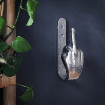 Silver Hand 'Middle Finger' Wall Hook, 2 of 4