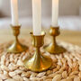 Brushed Gold Short Candlestick Holders – Set Of Three, thumbnail 2 of 4