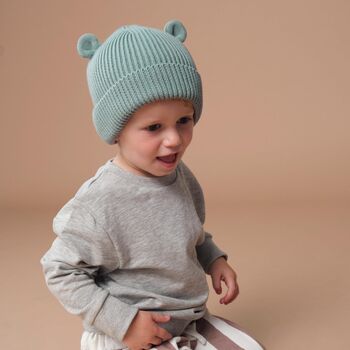 Organic Baby Bear Beanie Hat, 6 of 10
