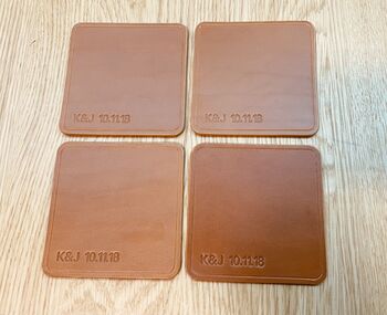 Personalised Stamped Tan Leather Coaster, 4 of 12