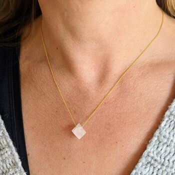 'The Octahedron' Rose Quartz Gold Plated Necklace, 3 of 5