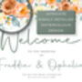 Wedding Welcome Sign Orange And Yellow Florals, thumbnail 2 of 5