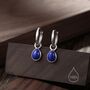 Genuine Blue Lapis Droplet Hoop Earrings, thumbnail 1 of 9