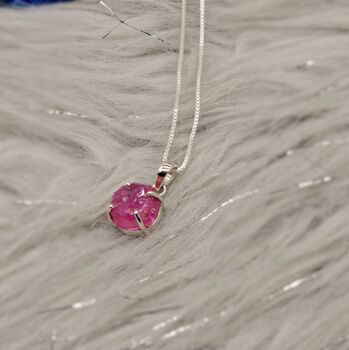 Raw Ruby Pendant Sterling Silver Chain Necklace, 8 of 12