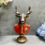 19cm Red Gentleman Stag Bust Ornament – Regal Deer Suit Figurine, thumbnail 12 of 12
