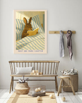 Bunny Rabbit 'just one more chapter' Art Print, 3 of 4