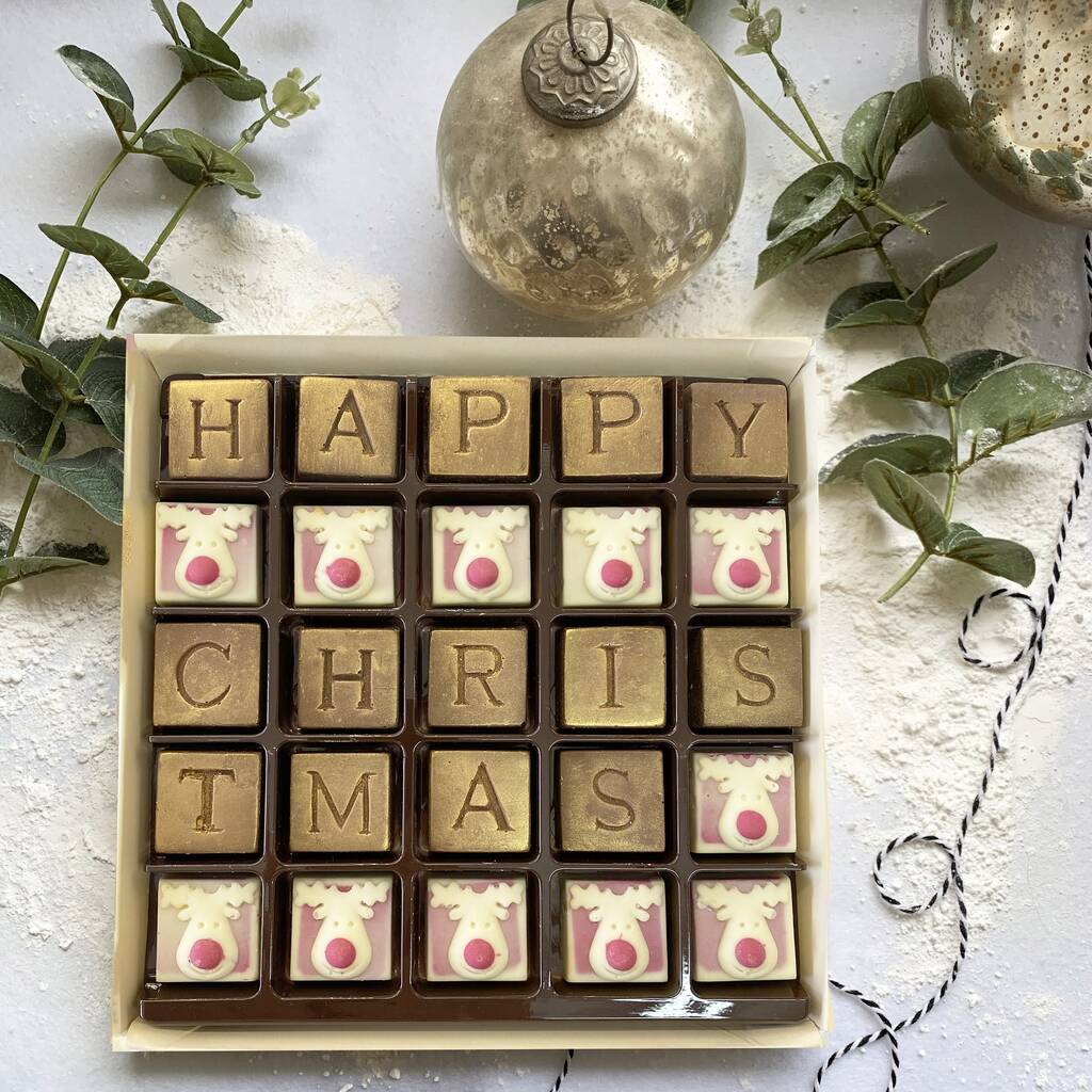 Happy Christmas Chocolate Message Box By Choc on Choc