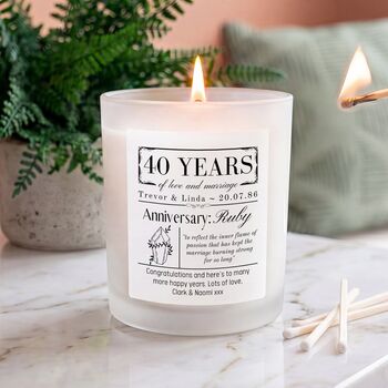 Personalised 40th Ruby Anniversary Meaning Candle, 2 of 12